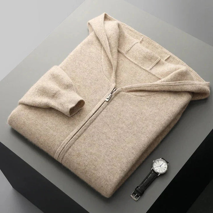 Men's Cashmere Full-Zip Hoodie Knitted Cardigan Jumper