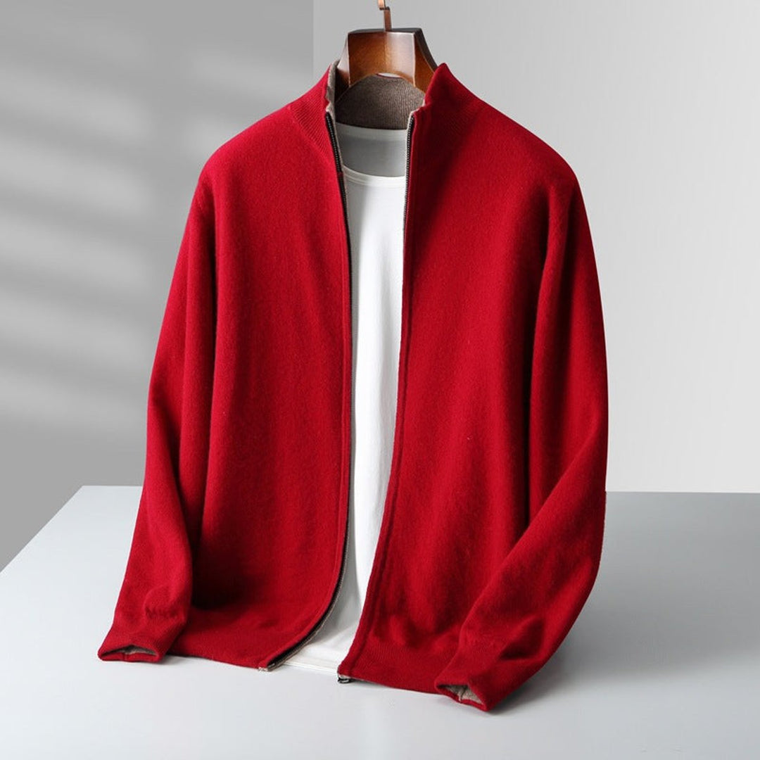 Men's Cashmere Full-Zip Knitted Cardigan Jumper