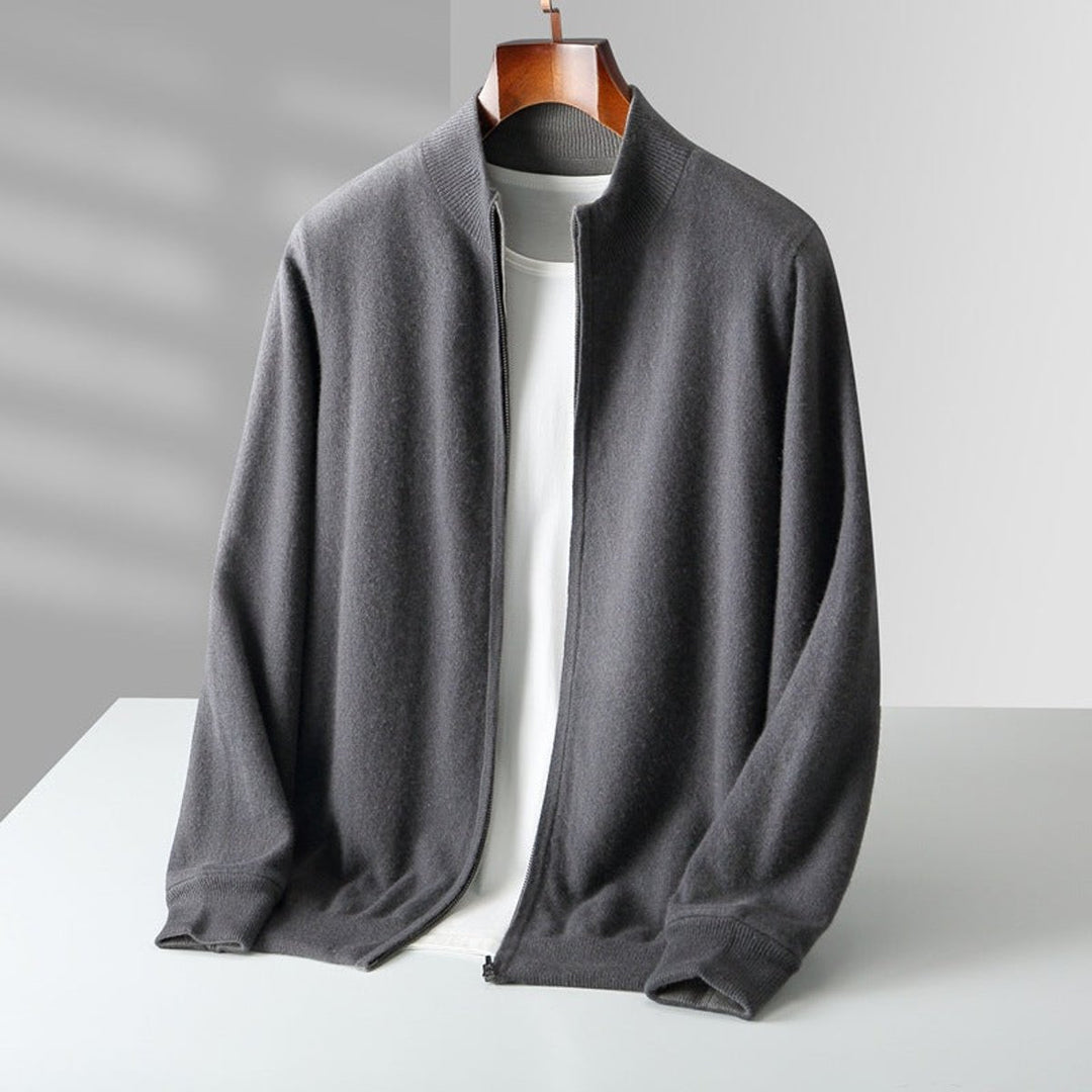 Men's Cashmere Full-Zip Knitted Cardigan Jumper
