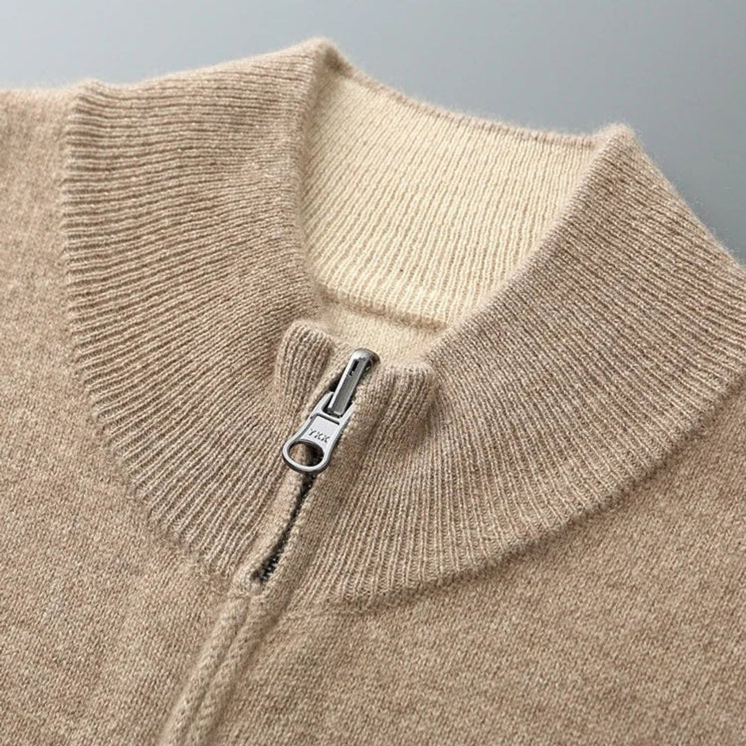 Men's Cashmere Full-Zip Knitted Cardigan Jumper