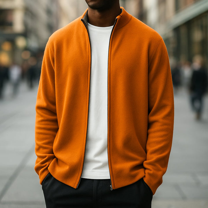 Men's Cashmere Full-Zip Knitted Cardigan Jumper
