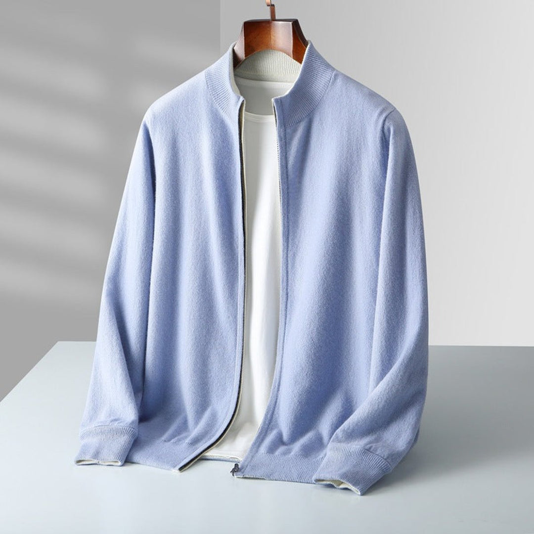 Men's Cashmere Full-Zip Knitted Cardigan Jumper