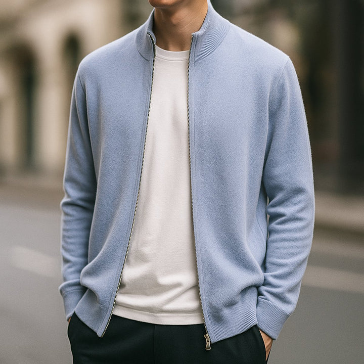 Men's Cashmere Full-Zip Knitted Cardigan Jumper