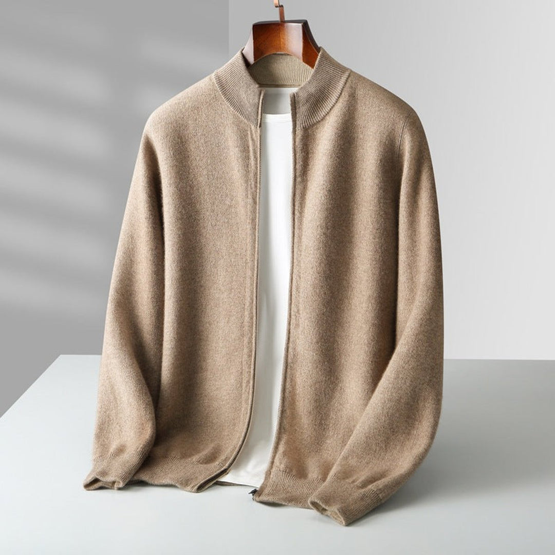 Men's Cashmere Full-Zip Knitted Cardigan Jumper