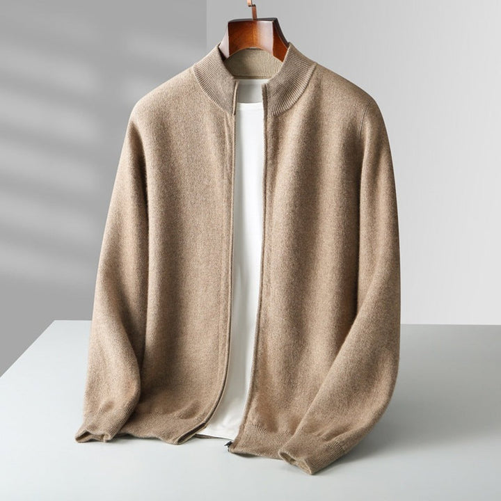 Men's Cashmere Full-Zip Knitted Cardigan Jumper