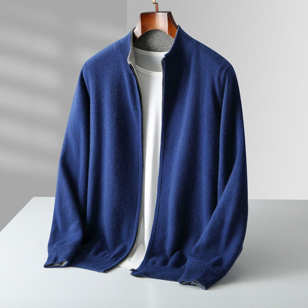 Men's Cashmere Full-Zip Knitted Cardigan Jumper