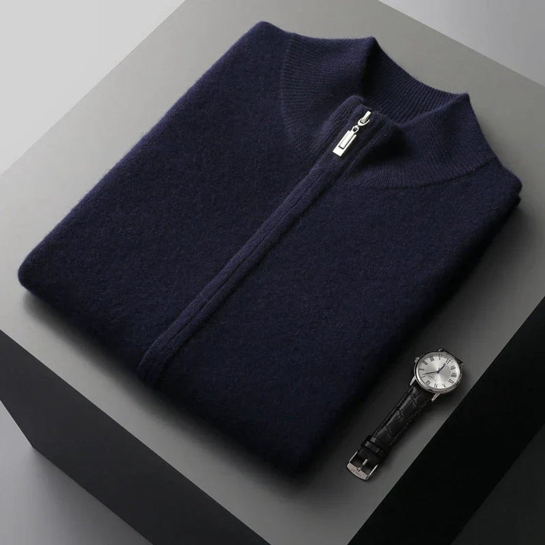 Men's Cashmere Full-Zip Knitted Vest Jumper Sleeveless