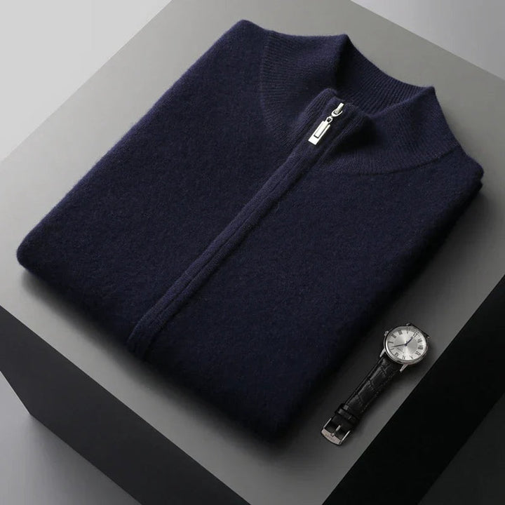Men's Cashmere Full-Zip Knitted Vest Jumper Sleeveless