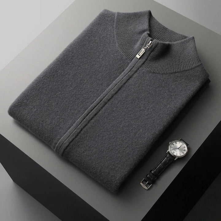 Men's Cashmere Full-Zip Knitted Vest Jumper Sleeveless