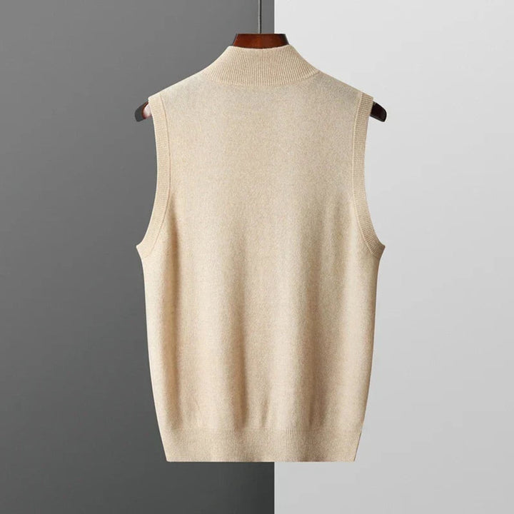 Men's Cashmere Full-Zip Knitted Vest Jumper Sleeveless