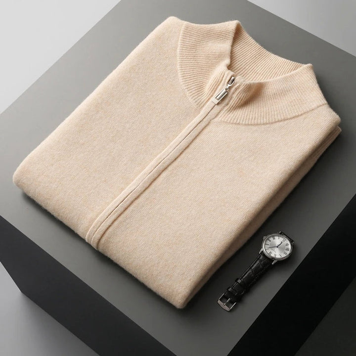 Men's Cashmere Full-Zip Knitted Vest Jumper Sleeveless
