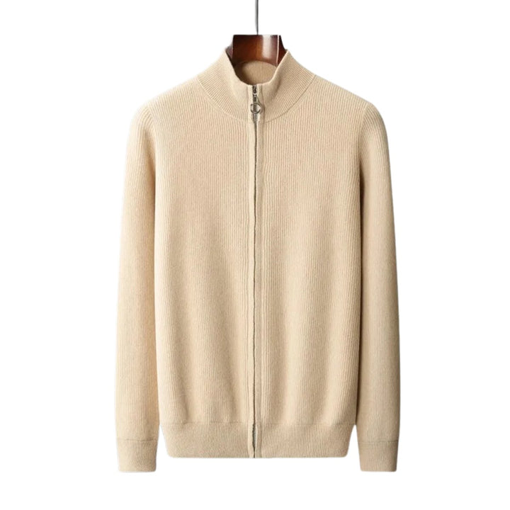 Men's Cashmere Knit Full-Zip Stand-Collar Jumper