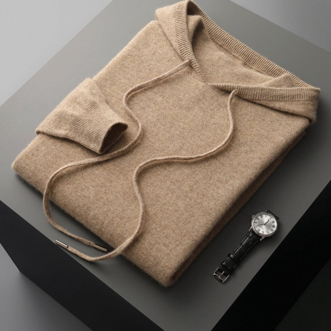Men's Cashmere Knit Hoodie Jumper Drawstring Pullover
