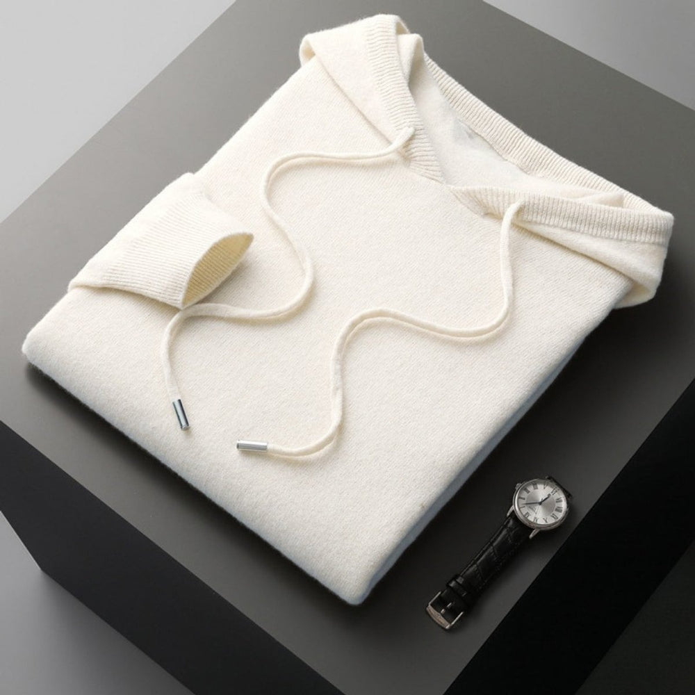 Men's Cashmere Knit Hoodie Jumper Drawstring Pullover