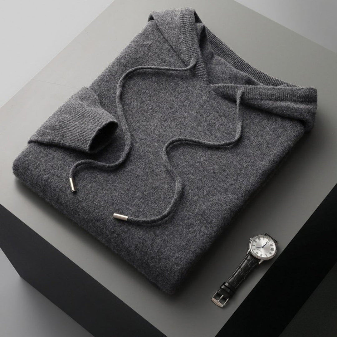 Men's Cashmere Knit Hoodie Jumper Drawstring Pullover