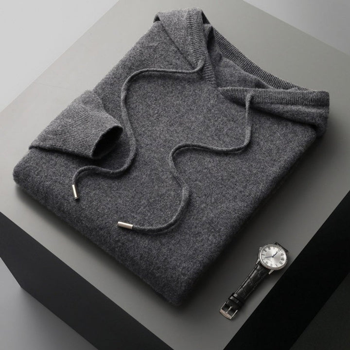 Men's Cashmere Knit Hoodie Jumper Drawstring Pullover