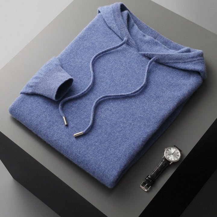 Men's Cashmere Knit Hoodie Jumper Drawstring Pullover