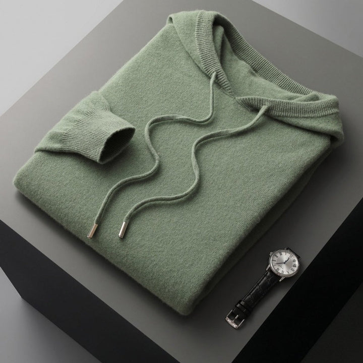 Men's Cashmere Knit Hoodie Jumper Drawstring Pullover
