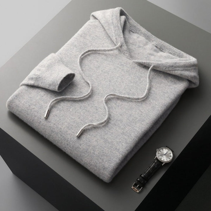 Men's Cashmere Knit Hoodie Jumper Drawstring Pullover