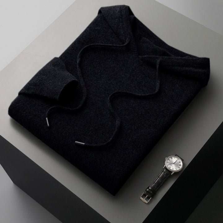 Men's Cashmere Knit Hoodie Jumper Drawstring Pullover