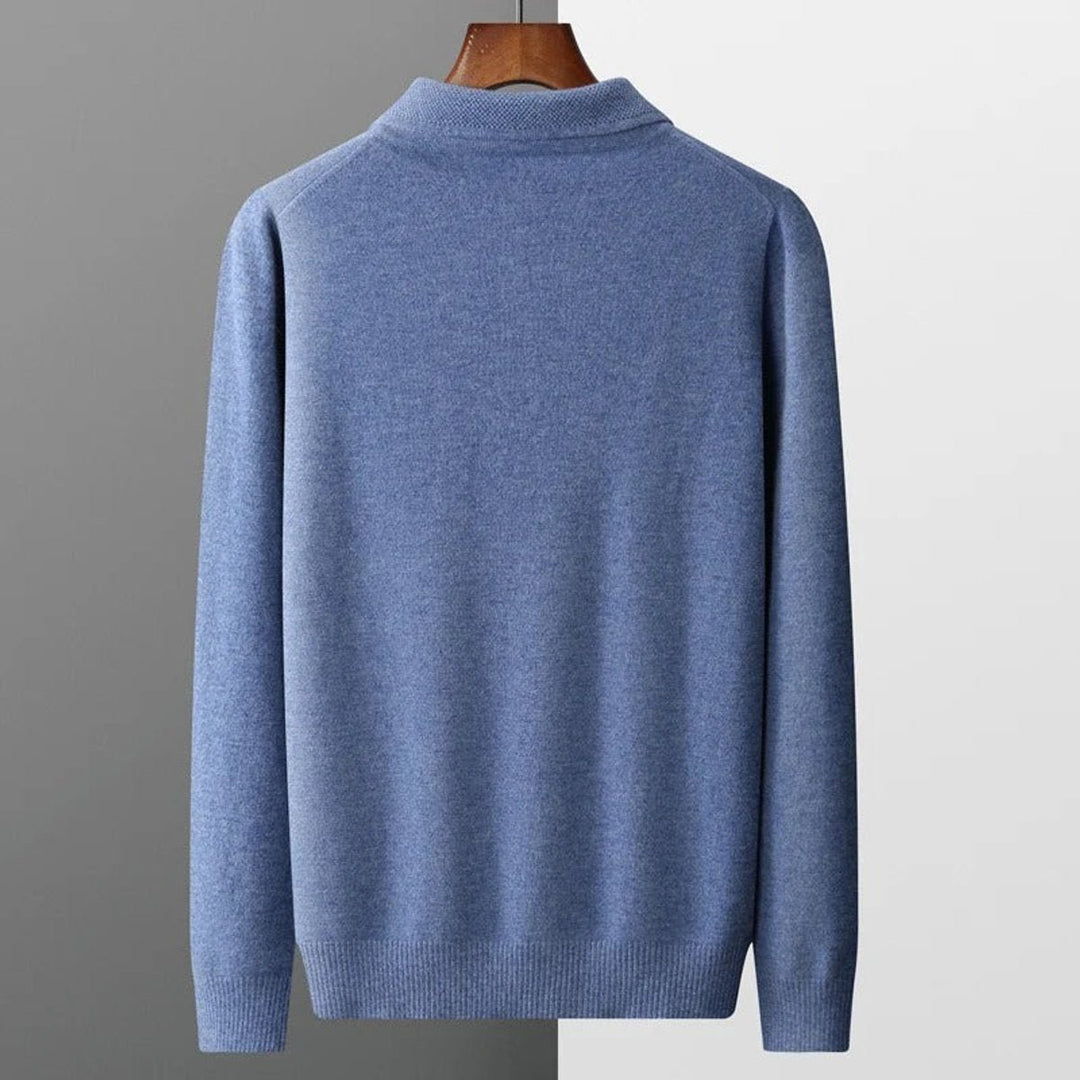 Men's Cashmere Knitted Polo Long-Sleeve Jumper