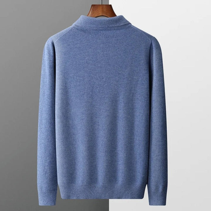Men's Cashmere Knitted Polo Long-Sleeve Jumper