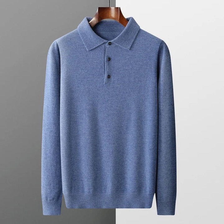 Men's Cashmere Knitted Polo Long-Sleeve Jumper