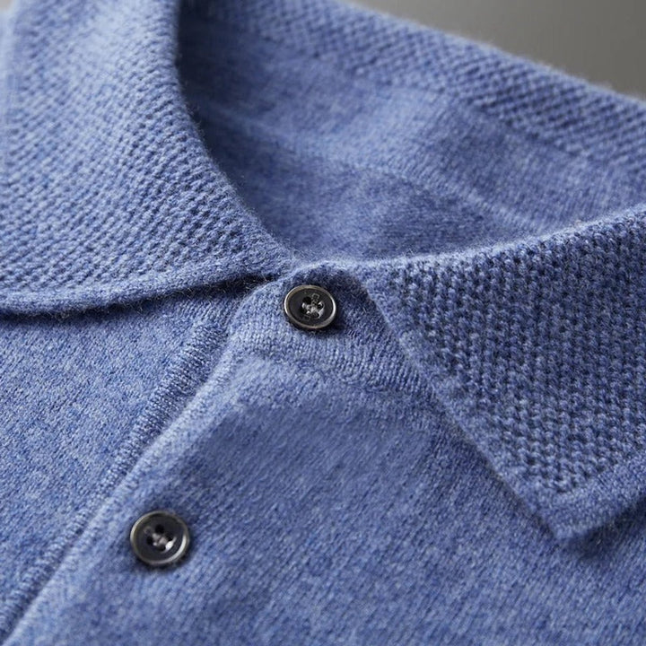 Men's Cashmere Knitted Polo Long-Sleeve Jumper