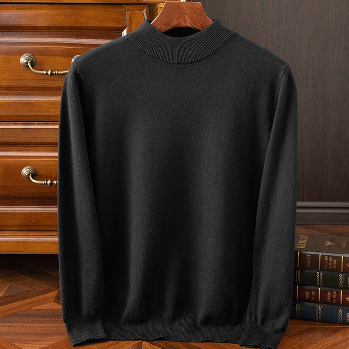 Mens Cashmere Mock-Neck Knitted Jumper Relaxed Drop-Shoulder Pullover