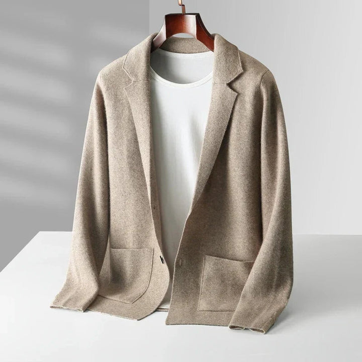 Men's Cashmere Notch-Lapel Blazer Cardigan Knitted Jacket