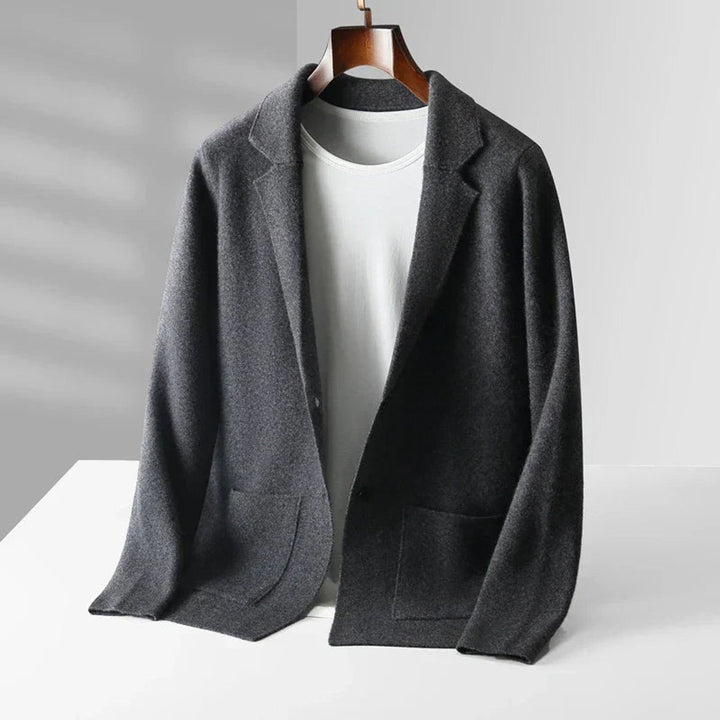 Men's Cashmere Notch-Lapel Blazer Cardigan Knitted Jacket