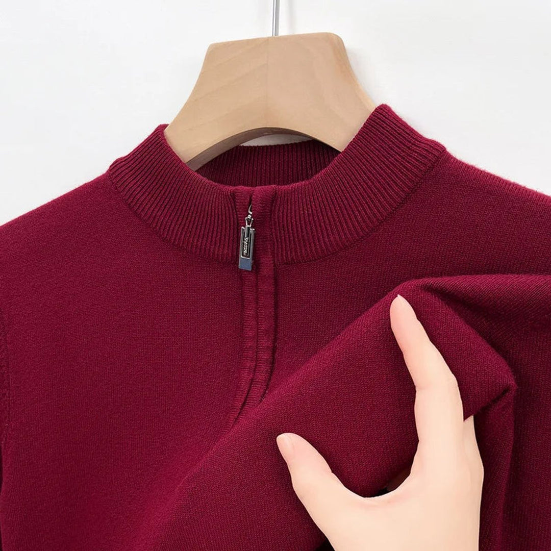 Mens Cashmere Quarter-Zip Knitted Jumper Half-Zip Pullover