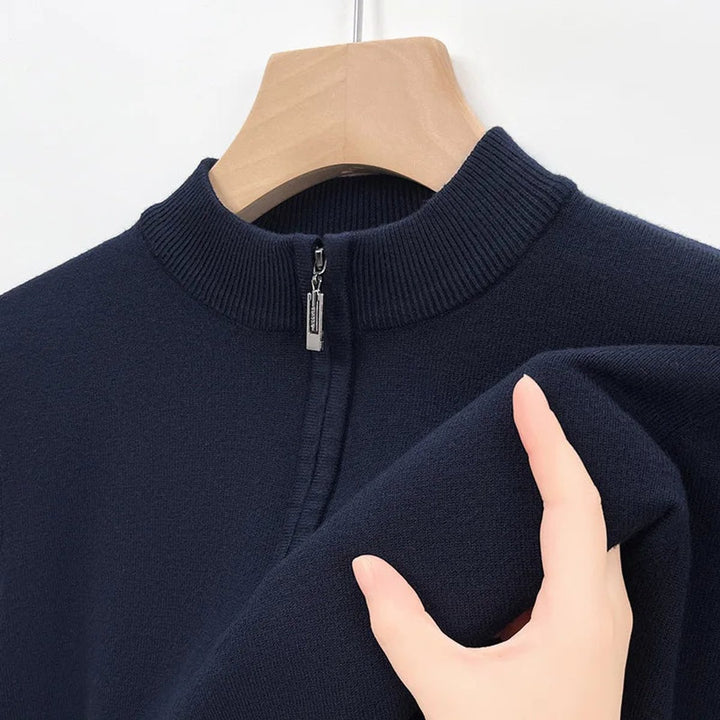 Mens Cashmere Quarter-Zip Knitted Jumper Half-Zip Pullover