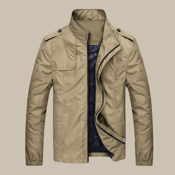 Men's Casual Zip-Up Bomber Jacket Stand Collar Outerwear