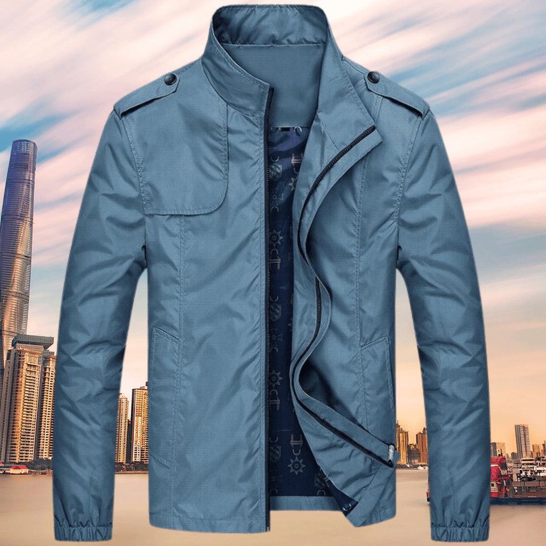 Men's Casual Zip-Up Bomber Jacket Stand Collar Outerwear