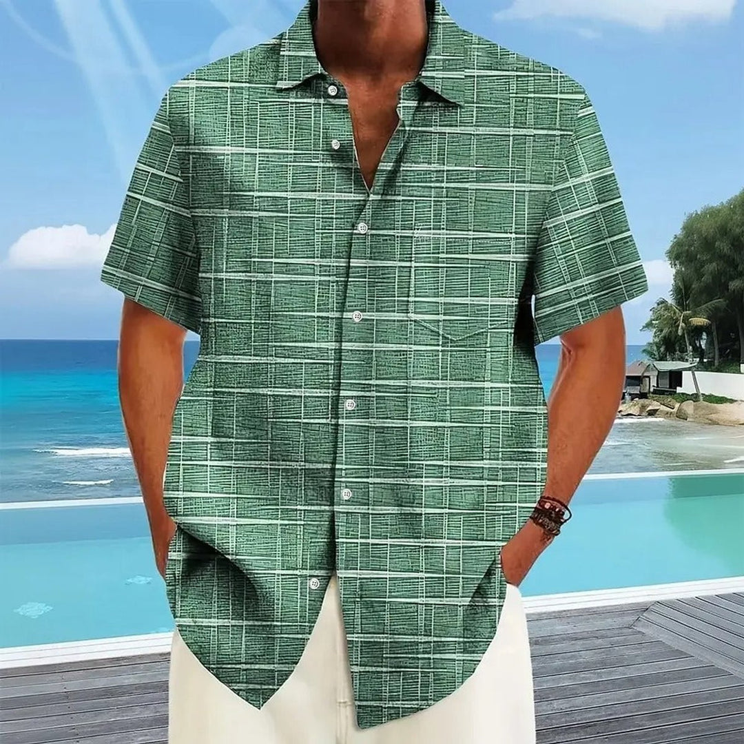 Men's Check Short-Sleeve Button-Down Holiday Shirt