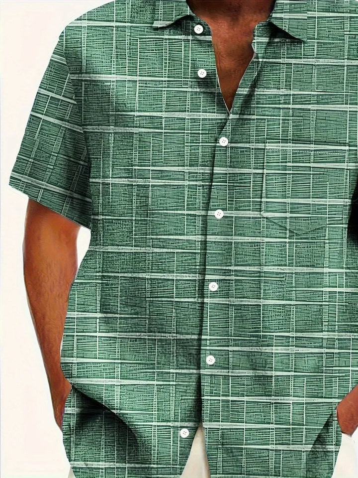 Men's Check Short-Sleeve Button-Down Holiday Shirt