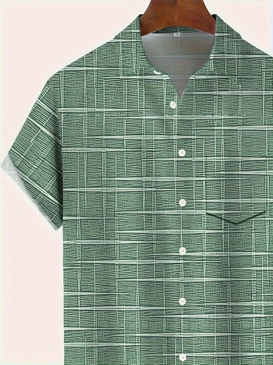 Men's Check Short-Sleeve Button-Down Holiday Shirt