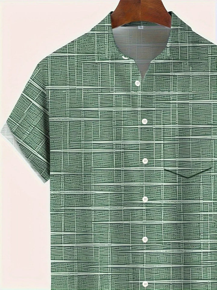 Men's Check Short-Sleeve Button-Down Holiday Shirt