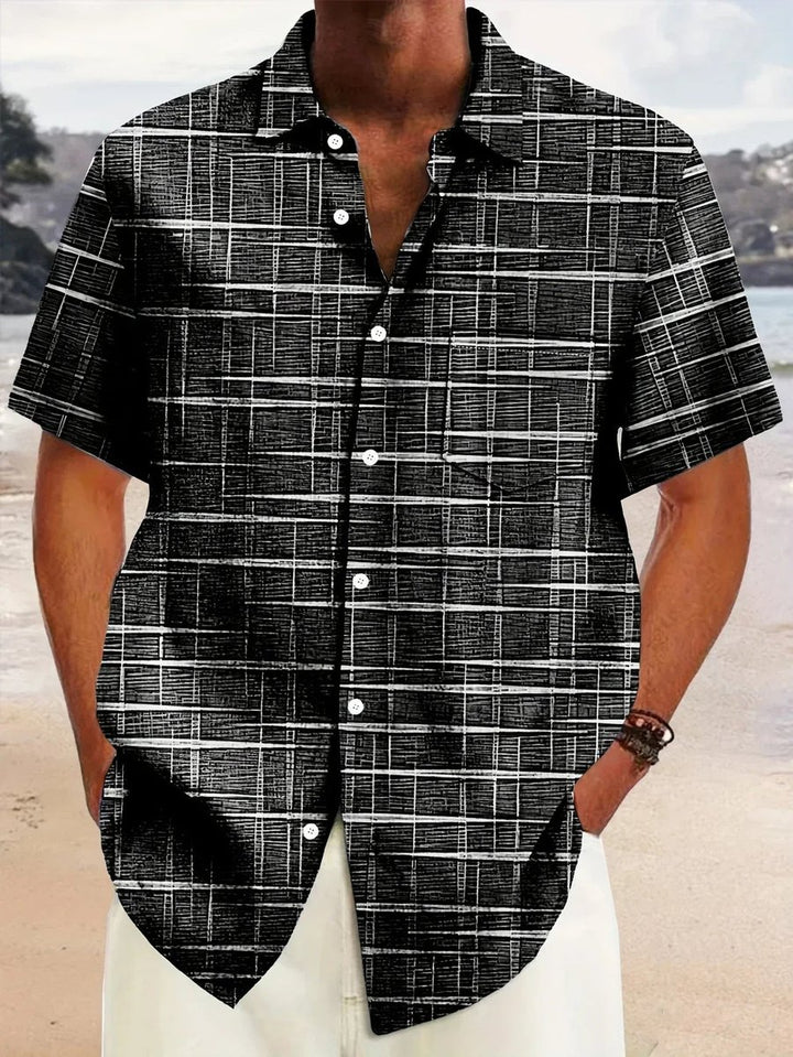 Men's Check Short-Sleeve Button-Down Holiday Shirt