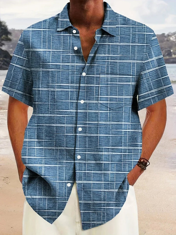 Men's Check Short-Sleeve Button-Down Holiday Shirt