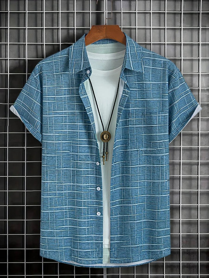 Men's Check Short-Sleeve Button-Down Holiday Shirt
