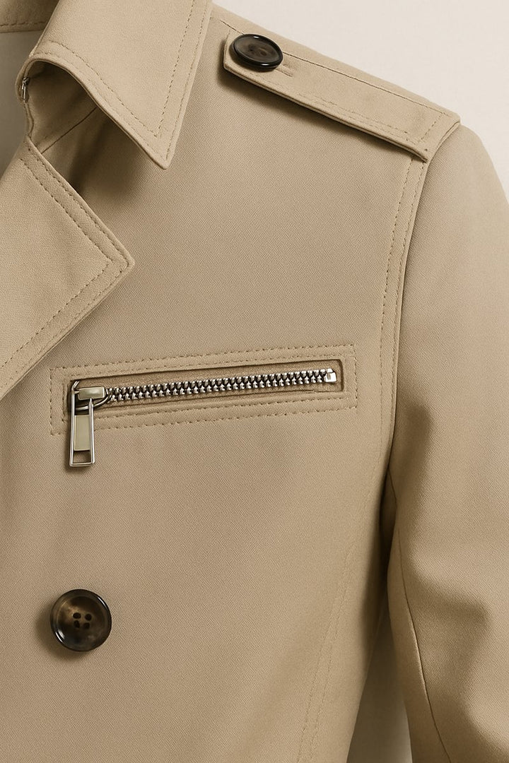 Men's Classic Belted Trench Coat Tailored Mens Jacket