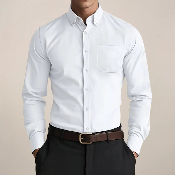 Mens Classic Button-Down Long-Sleeve Shirt Slim-Fit Oxford