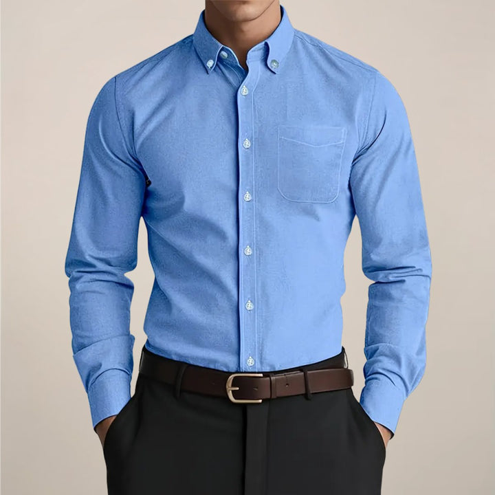 Mens Classic Button-Down Long-Sleeve Shirt Slim-Fit Oxford