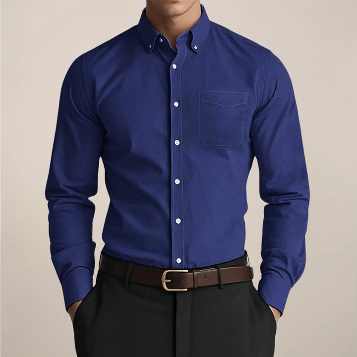 Mens Classic Button-Down Long-Sleeve Shirt Slim-Fit Oxford