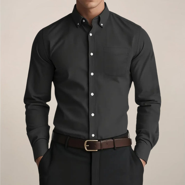 Mens Classic Button-Down Long-Sleeve Shirt Slim-Fit Oxford