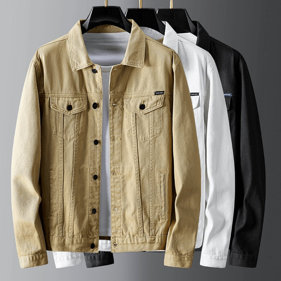 Men's Classic Button-Front Denim Jacket Casual Outerwear