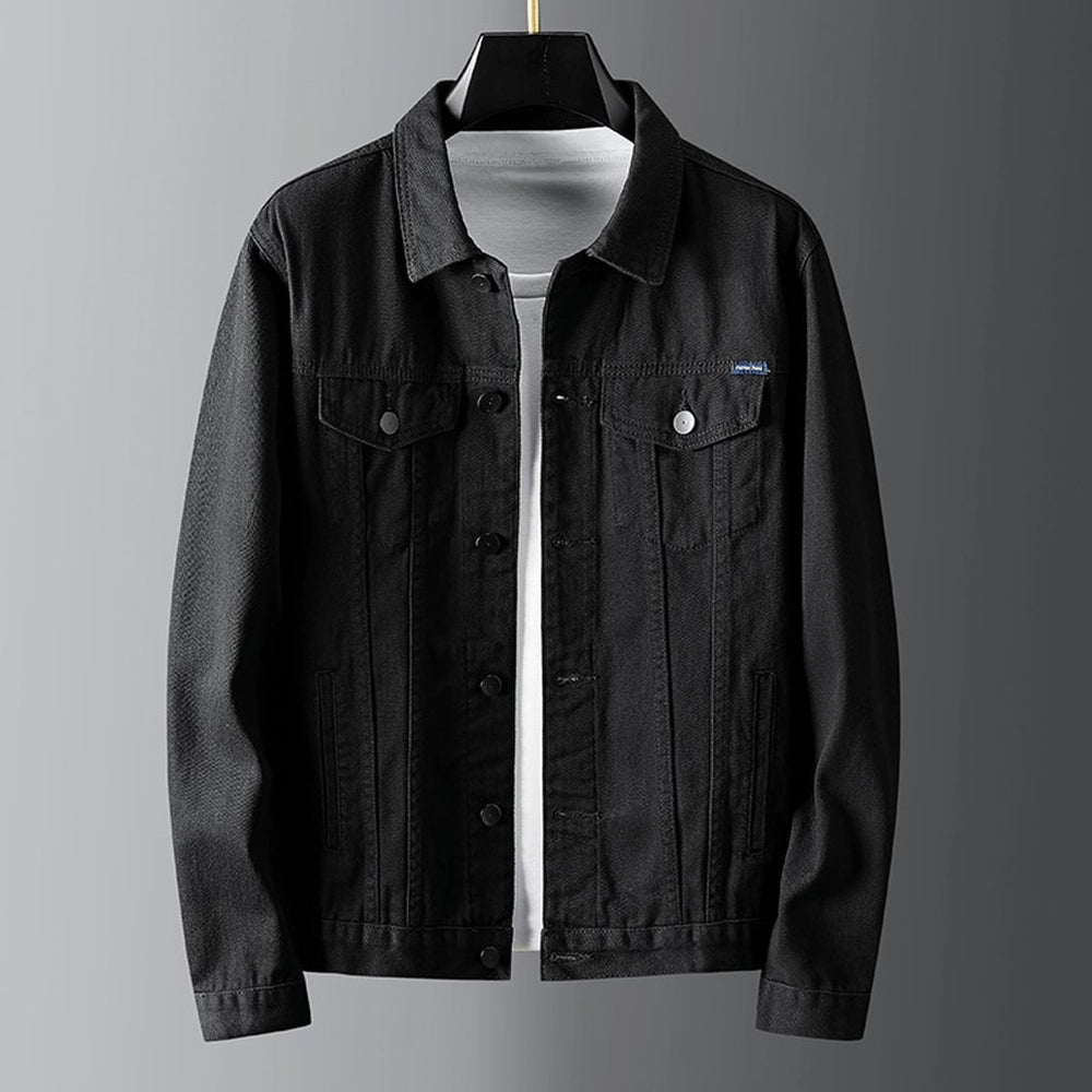 Men's Classic Button-Front Denim Jacket Casual Outerwear