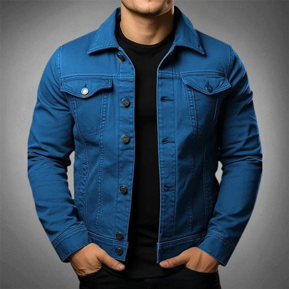 Men's Classic Button-Up Denim Jacket Casual Outerwear